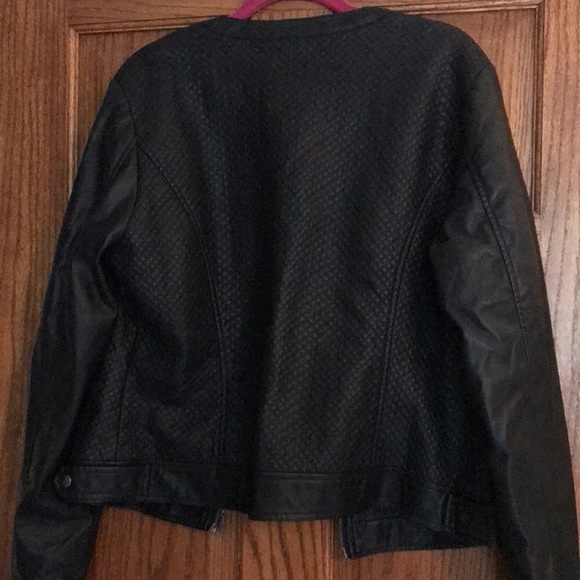 Black Faux Leather Moto Style Jacket, 12-14 - Picture 6 of 8